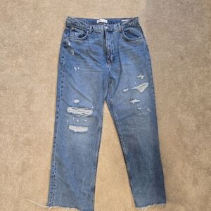 Zara Blue Distressed Boyfriend Jeans